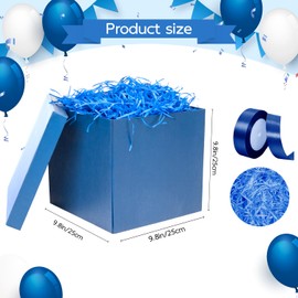 Jaywayang 10" Large Gift Box with Lid and Ribbon, Black Gift Box with Paper Filler for Birthday, Wedding, Valentine's Day, Father's Day, Anniversarry Presents Wrapping.