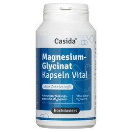 Casida Casida? magnesium glycinate capsules high dosage - magnesium bisglycinate capsules, 745mg magnesium glycinate per capsule, of which 105mg elemental magnesium, laboratory tested, produced in Germany - 120 capsules.