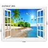 THNWSY 3D Self-Adhesive Painting Fake Window Wall Stickers Tropical Island