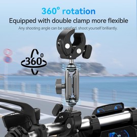 TELESIN Double Clamp Mount Bicycle and Motorcycle Mount for GoPro Hero 12 11 10 9 8 7 6 5 4 3, Handlebar Mount for DJI Osmo Action 4 3 Pocket 3 Insta360 X4 X3 Go 3 Ace Pro Action Camera Accessories