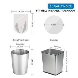 2.6 Gallon Clear Small Trash Bags - Small Garbage Bags For Bathroom Can 100 Counts Mini Kitchen Waste Basket Plastic Unscented Office Car Liners Strong Thick Acqkunlo