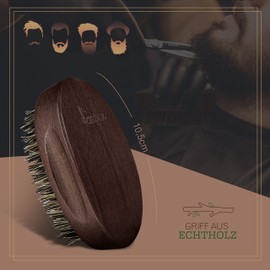 lampox Beard Brush with Boar Bristles for Healthy, Nourished & Shiny Beard, Oval Beard Brush, Medium to Thick Beard Length
