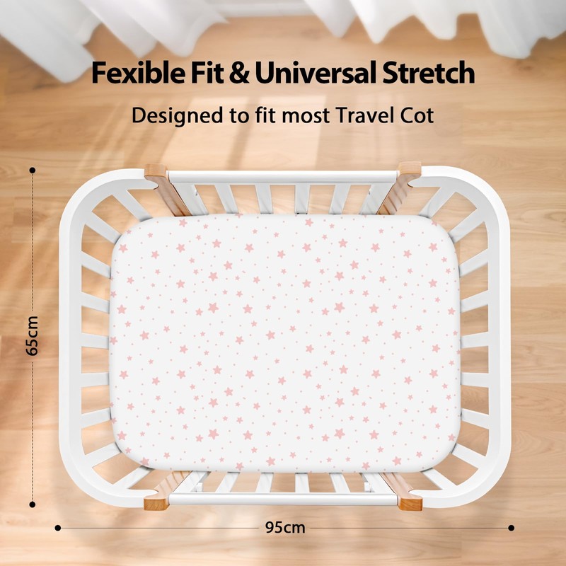Unnivoll Travel Cot Sheets 95 x 65 cm Fitted Super