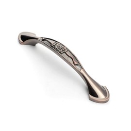 Solid Oil Rubbed Bronze Cabinet Hardware Handle Pull Antique Copper Flower Dresser Wardrobe Pull - 3.78" (96mm) Hole Centers, 10 Pack, Red Bronze