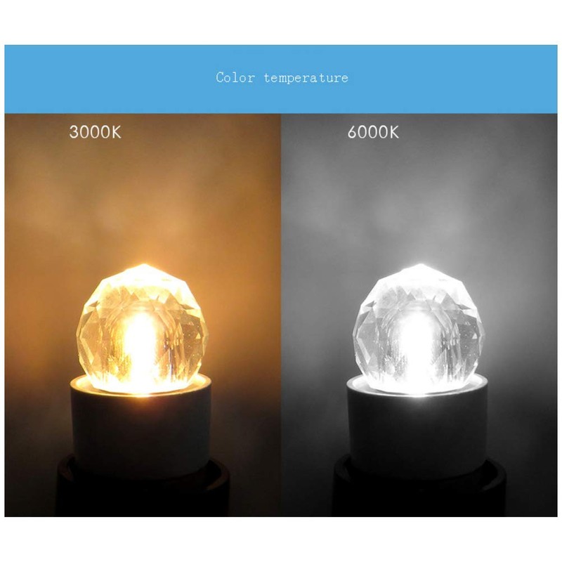 2W E12 Globe Crystal Candelabra LED Bulbs Daylight White 6000K