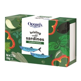 Ocean's Brisling Wild Sardines | Mediterranean | 3.75 oz - 5 Pack | Lightly Smoked | Kosher |
