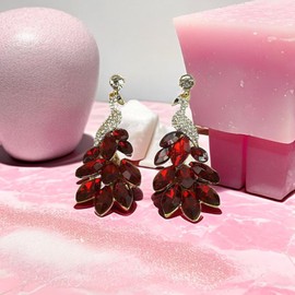 Peacock Dangle Earrings for Women Champagne Leaf Dangle Earrings Crystal Rhinestone Dangle Earrings Jewelry Gifts