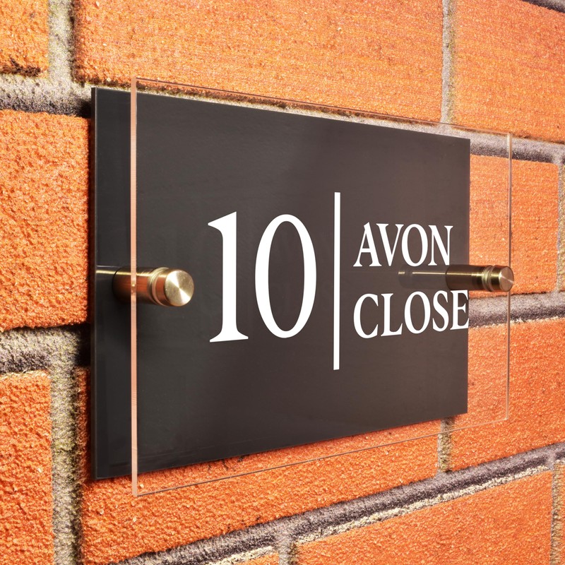 Badgemaster Layered Glass Effect Modern Anthracite Acrylic House Number Sign