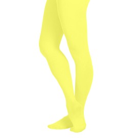 EMEM Apparel Women's Ladies Solid Colored Opaque Dance Ballet Costume Microfiber Footed Tights Stockings Fashion Light Yellow B