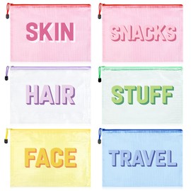 6PCS Makeup Bags Hair Face Skin Stuff Travel Organizer Cosmetic Toiletry Pouch with Zipper Perfect Gifts for Women