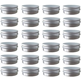 Paquete de 48 latas redondas de aluminio con tapa de rosca de 2 oz/60ml, recipientes de almacenamiento de metal resistentes a la oxidación con tapa de rosca para bálsamo labial, cosméticos, velas