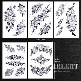 CHARLENT Semi Permanent Flower Tattoos for Women - 2 Weeks Long Lasting Rose Fake Tattoos for Women, Arm and Body/Naturally Fade/No Reflection/Waterproof/Realistic