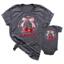 Mama and Mini Shirts Mommy and Mini T-Shirts Mom and Baby Matching Shirts Ideal Gift for Mothers Day Cute Cherry Design Mothers Day T-Shirts