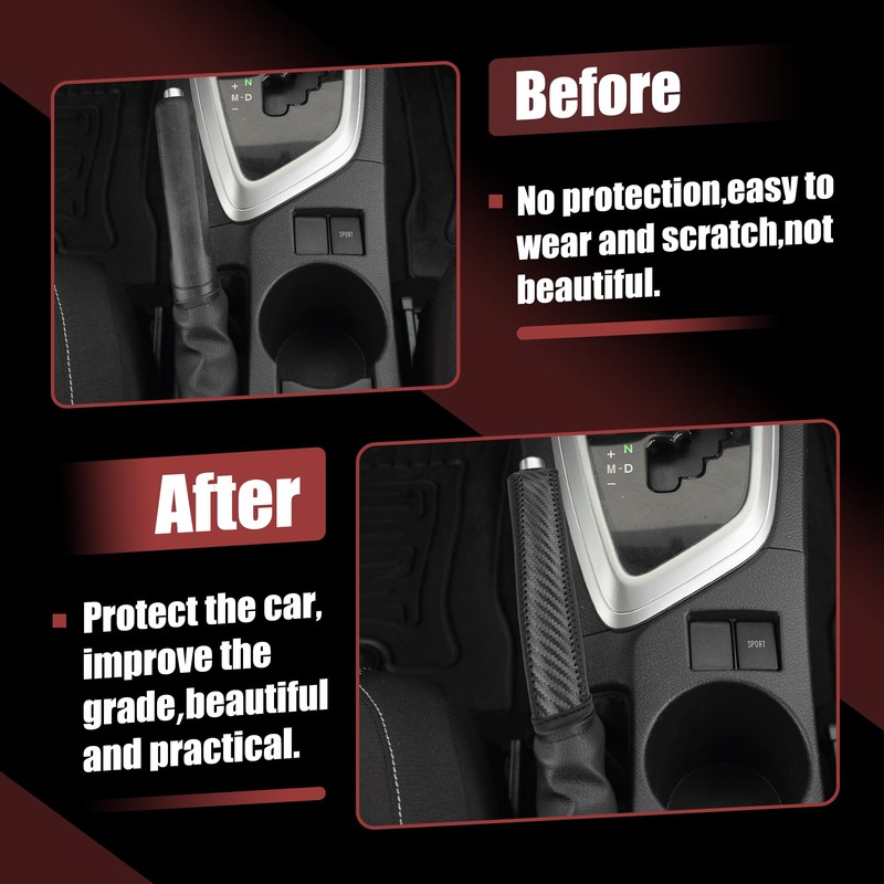 X AUTOHAUX Car Interior Handbrake Cover Protector Carbon Fibre Pattern