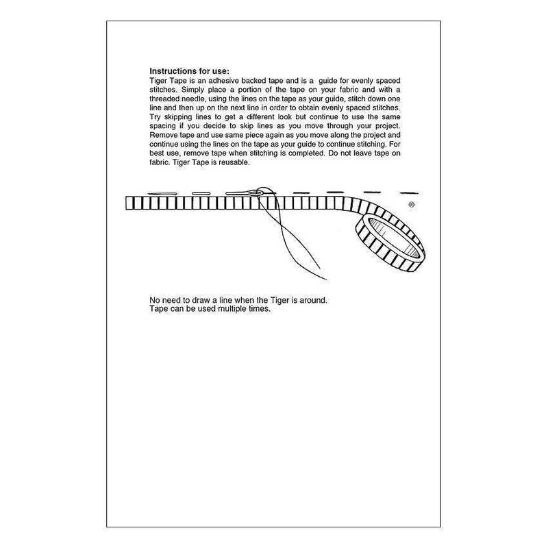 Tiger Tape"1/4-9" Lined Stitching Tape 30 Yards White