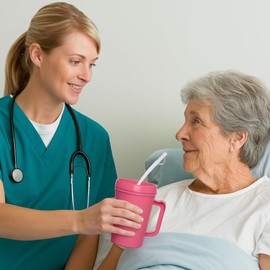 Vakly Insulated Hospital Carafe – 34 oz – Hot and Cold Refillable Water Bottle – With Flexible Straw and Pouring/Sipping Spout (1)