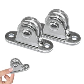 2 Pack Pulley Wheels, Silver Washing Line Pulley Kit, 61x34x25mm Pulley System for Sliding Gates, Clothes Drying Lines, Home Gym Equipment, Sunshade Sails Installation
