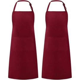 Syntus 2 Pack Adjustable Bib Apron Waterdrop Resistant with 2 Pockets Cooking