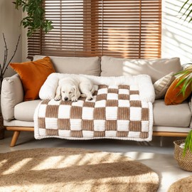 PulseFay Dog Couch Cover Protector with Edging, Couch Covers for Sofa, Velvet Soft, Non Slip, Washable (Brown，33.5"x30.7")