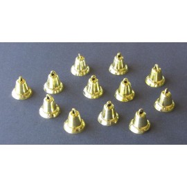 Unbranded Wedding Christmas Bells Gold Ornaments Miniature 1 1/4" with Hangers, Plastic