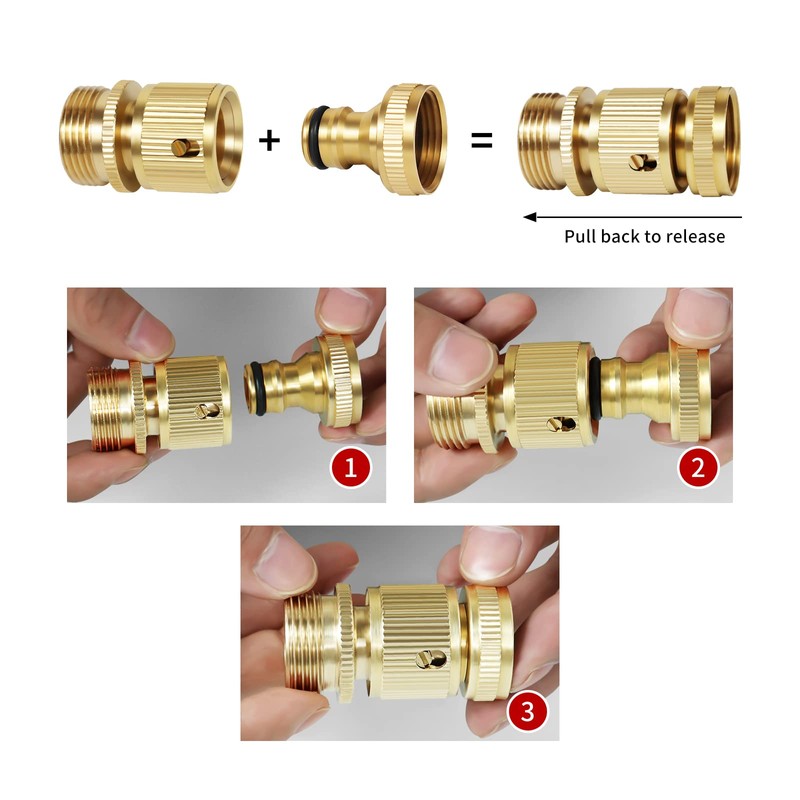 Mdlufee 2 x Garden Hose Quick Connector, 3/4 Inch Female