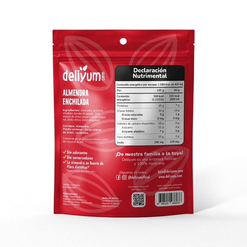 DELIYUM.COM | Almendra Enchilada | Vegano y natural | Sin