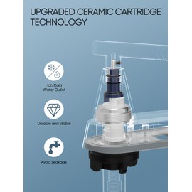Cobbe 4 inch Brushed Nickel Bathroom Faucets with Pop up Drain and Two Supply Hoses, Lead-Free Stainless Steel 2 Handle Centerset Faucet for Vanity, RV