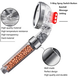 Nosame® Shower Head with Hose, Filter Filtration High Pressure Water Saving 3 Mode Function Spray Handheld Showerheads for Dry Skin & Hair