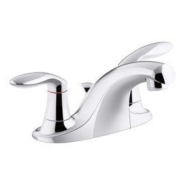 Kohler K-15241-4RA-CP Coralais Two-Handle Centerset Bathroom Sink Faucet with Metal Pop-Up Drain & Lift Rod, Polished Chrome