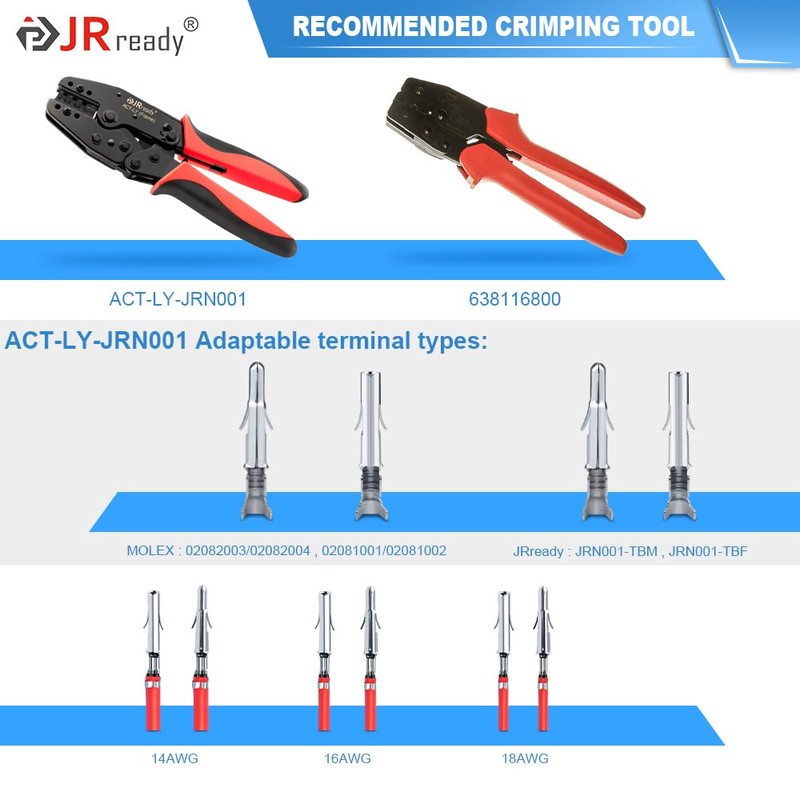 JRready ST6427 Power Connector 6 Pin (5 Matched Sets)，2.13mm Diameter