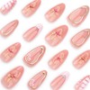 Hkanlre Press on Nails Almond Gradient Fake Cute Nails Tips