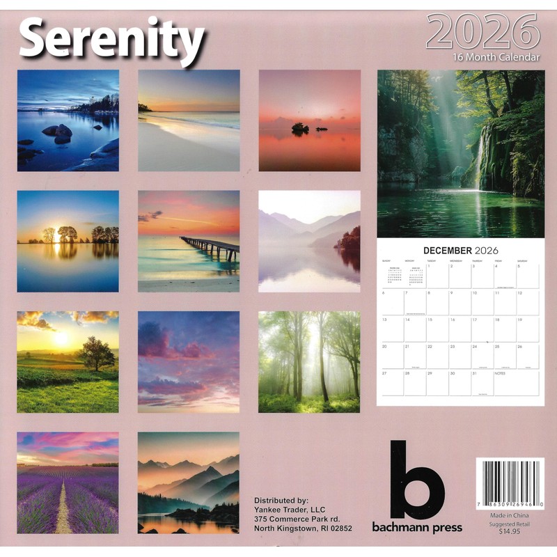2026 Serenity Full Size Wall Calendar for Planning, Scheduling, and