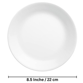 Corelle 8.5-Inch Lunch Plates, Set of 6, Lightweight Vitrelle Glass, Chip & Crack Resistant, Dishwasher & Microwave Safe, White