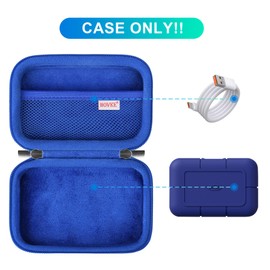 BOVKE Carrying Case for LaCie Rugged SSD Pro5 4TB / 2TB Solid State Drive, Storage Holder for LaCie Rugged SSD Pro5 Portable External Hard Drive for Mac and PC Computer, Blue
