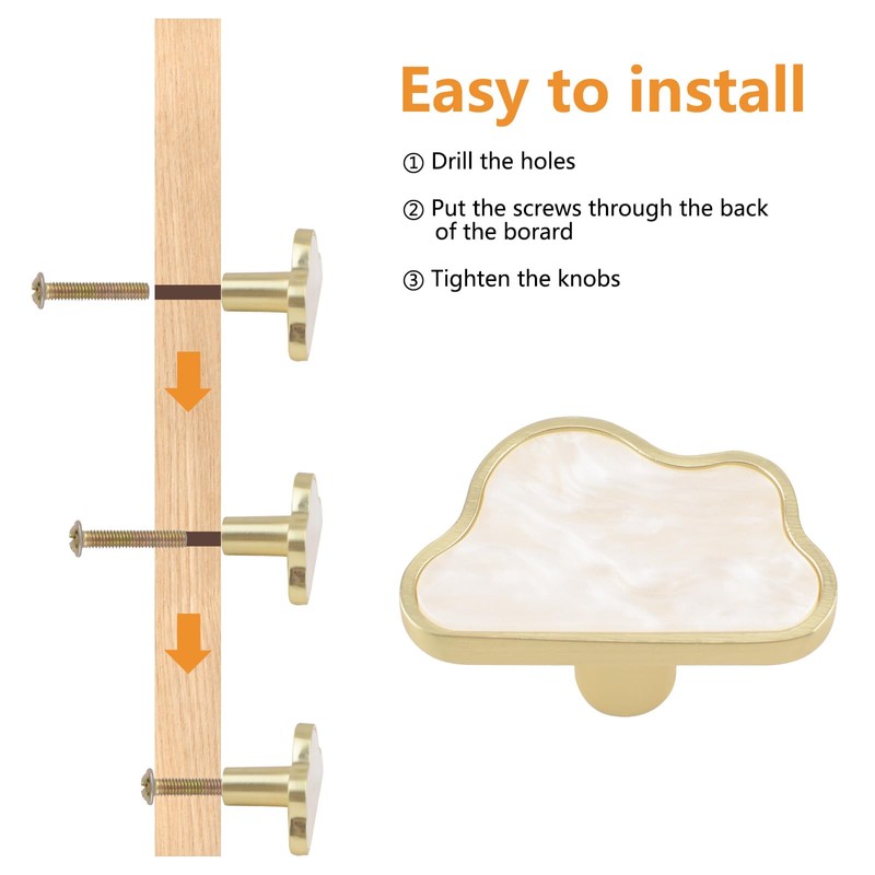 MOROBOR Decorative Cloud Kitchen Cabinet Knobs, 4 Pack Creative Dresser