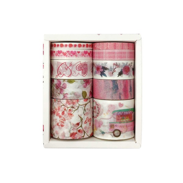 allydrew Decorative Washi Tape Box Set (10 Rolls), Romantic Pink