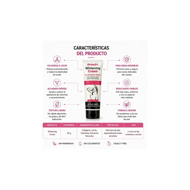 Kit 3 Cremas Aclarantes Axilas Codos Y Zonas Íntimas Erha21