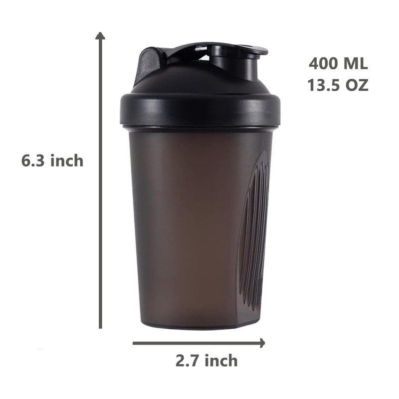 ZatRuiZE Protein Shaker Bottle 400ml, BPA- and DEHP-free, Leakproof Flip