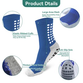 ZXOLDZX 2/4/6 Pairs Men's Soccer Socks Grip Pads Non Slip Football Baseball Soccer Socks for Men Women(2 Pairs/White)
