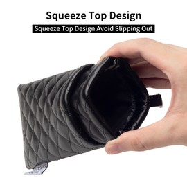 Face Shadow Double Eyeglasses Pouch Large Squeeze Top Microfiber Soft Glasses Case For Women With Cleaning Cloth