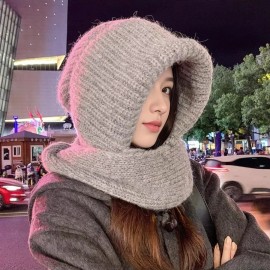 2027 NEW KJ Multi-Color Acrylic Wool Ski Mask Snood Balaclava Fall Winter Cold Weather Fashion Accessory Hand Drawn 3D BowsSize: One size 54-60cm, Color: Light gray