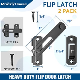 MaozyHomie 4 Inch Flip Latch Gate Latches, 180 Degree Flip Barn Door Lock Latch, Heavy Duty SUS304 Stainless Steel Flip Sliding Latch, Bolt Buckle Lock for Barn Wood Fence Sliding Doors, Black, 2 Pack