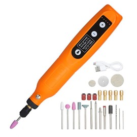 Cordless Rotary Tool 3.7V Li-Ion Power 5 Variable Speed USB Charging Multi-Purpose for Light-Duty DIY Crafting Polishing Waxing Drilling Engraving Orange