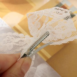 Lace Hair Bow Clips for Women Girl, White Lace Bows Hair Clip for Hair Decor, Bow Hairpin Lovely Headwear Barrettes Hair Accessories