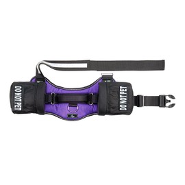 Doggie Stylz Do Not Pet Dog Harness Vest with Removable Saddle Bags and Reflective Patches. (Black Fits Girth 28-38 inches)