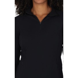 Yogalicious Half Zip Lightweight Workout Long Sleeve Athletic Jacket with Front Pockets and Thumbholes - Classic Black - Large