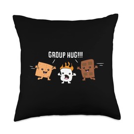 Group Hug Camping Campfire Chocolate Marshmallow S'Mores Throw Pillow