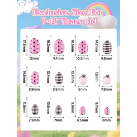 EBANKU 1 Pack Kid Fake Nail Kit, 26 Pieces Press on Nails for Kids Bow Tie Press on Nail Short Artificial False Nail Kits for Kids Girls