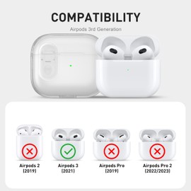 Valkit Compatible Airpods 3rd Generation Case Clear with Cleaner Kit & Lock, Soft TPU Airpods 3 Transparent Case 2021 with Keychain Shockproof Protective Cover Case for Airpods 3rd Gen Charging Case