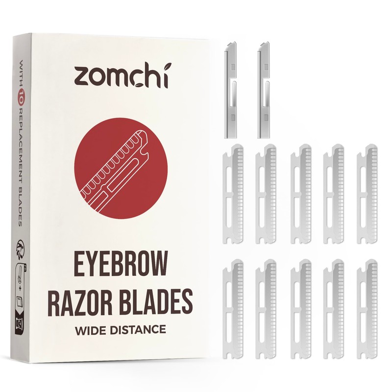 ZOMCHI Dermaplaning Razor Refills, Set of 10 Replacement Blades, Wide